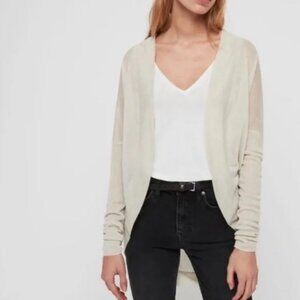 ALLSAINTS Sheer Fran Open Viscose Cardigan Large Beige Ivory